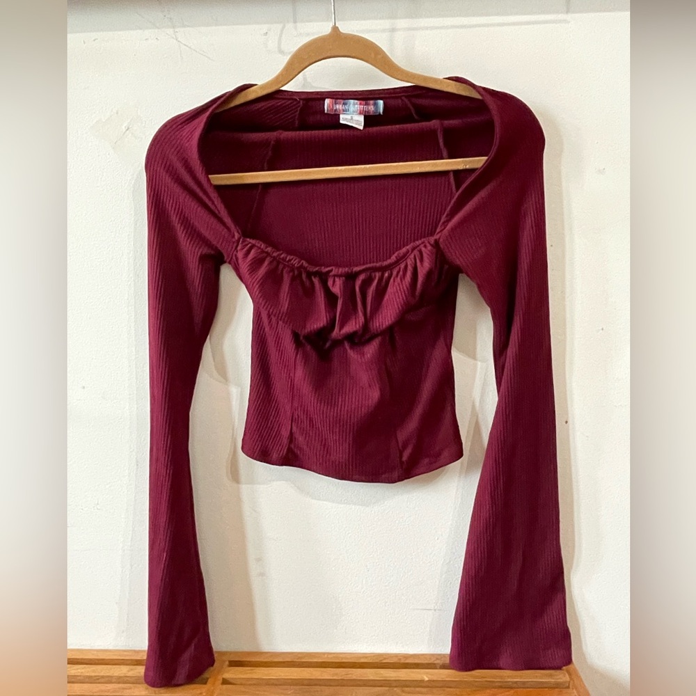 Urban Outfitters Red Ruched Fitted Blouse